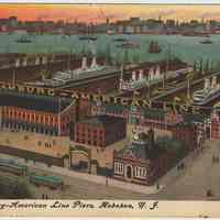 Postcard: The Hamburg-American Line Piers, Hoboken, N.J., postmarked March 10, 1910.