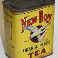 Can: New Boy Orange Pekoe Tea. 12 oz. American Grocery Co., Hoboken, n.d., ca. 1925-1935.