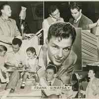 Sepia-tone photo collage of a young Frank Sinatra, no place, no date, ca. 1947-48.