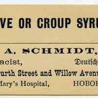          2: Hive or Croup Syrup; A. Schmidt, Pharmacist, Deutsche Apothete
   