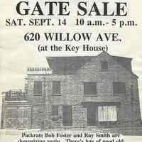 Handbill for gate sale at 620 Willow Avenue (63 Willow Terrace), Hoboken, September 14, [1999].