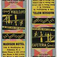 Matchbook: Madison Hotel, 14th & Washington Sts., Hoboken, N.J. N.d., ca. 1935-1950.