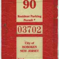 Permit stickers, resident parking, 7, for City of Hoboken, 1990 to 2005.