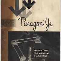 Paragon Jr. [drafting machine] Instructions for Mounting & Adjusting. Issued by Keuffel & Esser, Morristown, N.J., cpyrt. 1961 & 1964; issued after Dec.1968.