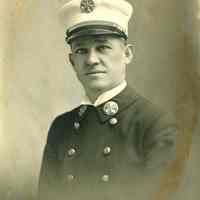 B+W photo portrait of Fireman Andrew A. Keller, Hoboken Fire Department, Hoboken, 1921