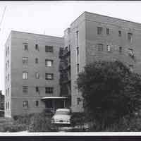 B&W photo of apartment building at 210 Woodcliff Avenue, North Bergen.
