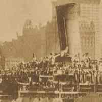          detail center near rear funnel of military men on decks
   