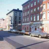 Image: color photo of the west side of Hudson St. near Third St., Hoboken, no date, ca. 1970.
