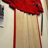 William H. Miller’s marching uniform for the Hudson County Boys Club Drum and Bugle Corps, Hoboken, ca. 1938-1940.