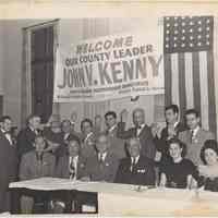 B+W photo of ceremony of North Hudson Independent Democrats meeting, (Hoboken?), ca. 1940s.