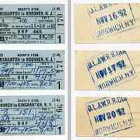          Group 1: 3 agent's stub, Binghamton to Hoboken, Pullman
   