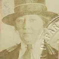 Sepia-tone photo of Mrs. Frank P. Markey (Mary H.Markey) from her Port of Embarkation Pass, 1919. See 2002.185.0042