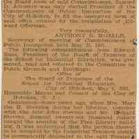 Clipping of published letter to Mayor & City Council from Board of Trustees, School for Industrial Education, Hoboken, May 8, 1901.