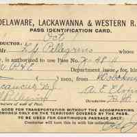 Pass, employee rail travel: D.L. & W. R.R., for travel from Hoboken to Secaucus, Oct. 1, 1918.