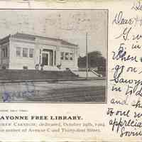 Postcard: Bayonne Free Library, Bayonne, NJ