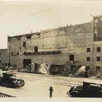 Sepia-tone photo of exterior brickwork for the Fabian Theatre, Newark & Washington Sts., Hoboken, April 3, 1928.
