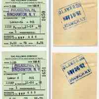          Group 2: 2 agent's stubs, Philadelphia to Binghamton, Pullman.
   