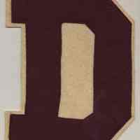 Letter patch "D" from Demarest High School, Hoboken, circa 1936.