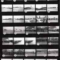 Digital images of ten B+W contact sheets with 313 images of the Hoboken waterfront, Hoboken, circa 1987.
