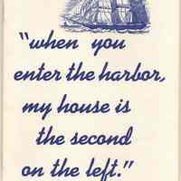 Pamphlet: "when you enter the harbor, my house is the second on the left" Colonel John Stevens, Hoboken, N.J. Printed harbor tour guide written by Angie Austin, May 1987.