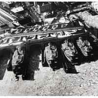 B+W aerial photo of Lackawanna Ferry terminal with heavy ice on the Hudson River, Hoboken, n.d., ca. late 1950s or early 1960s.