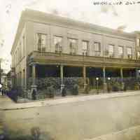 Sepia-tone photo of exterior of Union Club, 600 Hudson St., Hoboken, n.d., ca. 1929 or 1935.