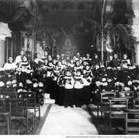 Digital image of photo of the chapel interior of Church of the Holy Innocents with choir, Hoboken, ca. Easter, 1896.