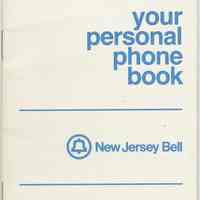 Telephone book, personal, imprinted New Jersey Bell, no date, ca. 1970-1985.