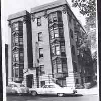 B&W photo of apartment building at 549-551 Clinton Avenue, Newark.