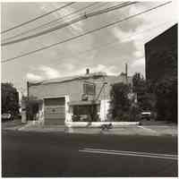 B+W photo of J-G Auto, repair garage, street number 56 on unnamed street, Hoboken, no date, [1976].