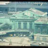 Color slide of aerial view of the Lackawanna Terminal façade