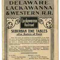 Timetable: D.L. & W. R.R., Suburban Time Tables & Rates of Fare. Aug. 25, 1915.
