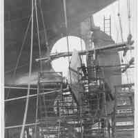 B+W photo of a new stern frame of the S.S. City of Savannah in dry dock, Hoboken, Feb., 1942.