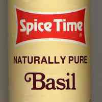 Bottle, plastic: Spice Time Naturally Pure Basil, Hoboken, NJ, no date, ca. 2000-2004.