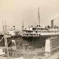 Image: S.S. Colorado and the S.S. Cherokee in dry docks, United Dry Dock, Fletcher Plant, Hoboken, N.J., no date, ca. 1932-39.