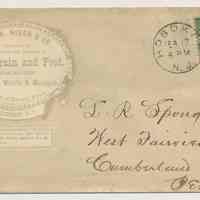 Envelope: John M. Niver & Co., Dealers in Hay, Grain & Feed, Foot of Newark St., Hoboken, Feb. 17, 1882.