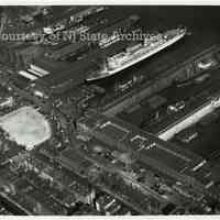 B+W aerial photo of the Holland America Lines Hoboken Piers, October 14, 1948.