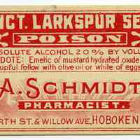          7: Tincture Larkspur Seed; A. Schmidt, Pharmacist
   