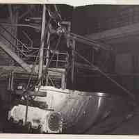 B+W photos, 3, documenting work on #12 turbo blower, Bethlehem Steel Shipyard, Hoboken, Nov. 15, 1962.