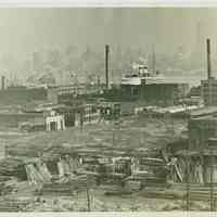 B+W photo of the waterfront in the northern end of Hoboken and into Weehawken, no date, ca. 1940.