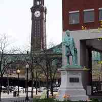 Color photos, 9, of Sam Sloan Statue near Warrington Plaza, Waterfront Walkway & Hoboken Land Building, Hoboken, Apr. 14, 2012.