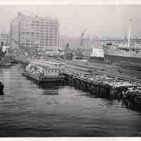 B+W photo of the construction of Pier 5 (formerly Pier 14) at the Bethlehem Steel Shipyard, Hoboken Division, Nov. 27, 1956 [1957].