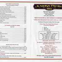 Menu: Juniors Papaya Grill, 506 Washington St., Hoboken, 2008/