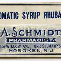          8: Aromatic Syrup Rhuharb; A. Schmidt, Pharmacist
   