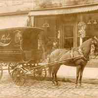 Sepia-tone photo of the horse-drawn delivery van of Joseph La Paglia, Florist, Hoboken, no date, ca. 1900.
