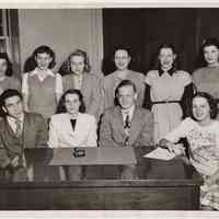 B+W photo of Hi-Y Council officers & members at Hoboken YMCA, Jan. 13, 1947.