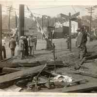 B+W photo looking north from southeast corner of Willow Ave. & 17th St.; streetcar tracks & freight rail crossing, Hoboken, n.d., (1927).