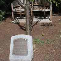          067 Illing Memorial; view of bronze tablet on granite stone; bench
   