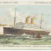 Postcard: Holland-America Line. Rotterdam-New York. T.S.S. Rotterdam. Postmarked Feb. 20, 1935.