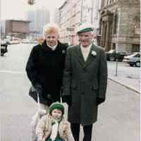 Color photo of Joan & Eddie Cunning & little Eddie (grandchild?), Hoboken, 1986.